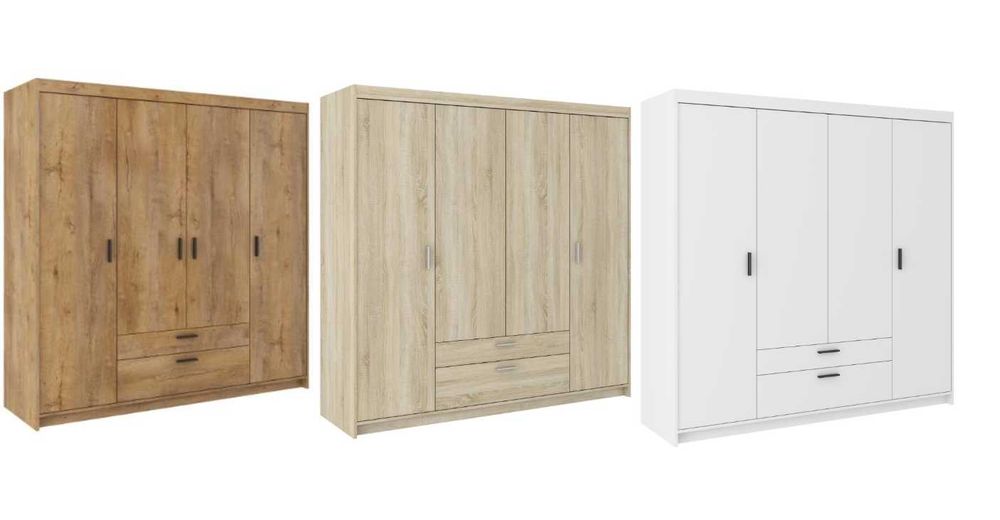 Szafa Elena 4D szafa czterodrzwiowa 180cm Biała Dąb Sonoma Dąb Lefkas