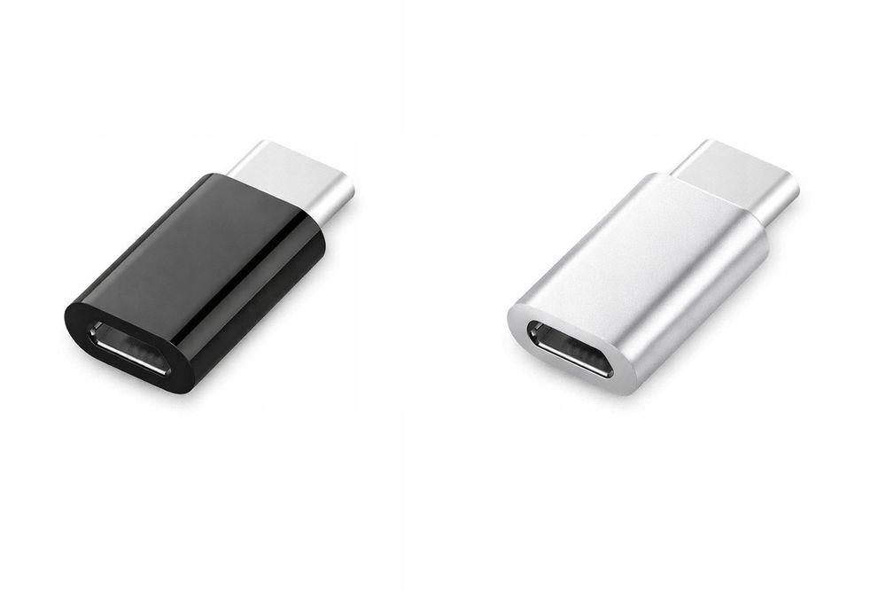 Przejście adapter wtyk USB-C - gniazdo micro USB srebrne/czarne