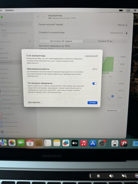 MacBook Pro 13 M1 (2020) 8GB / 256GB — стан близький до ідеалу