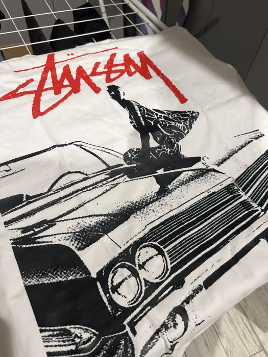 Bialy t-shirt stussy