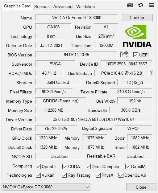 Відеокарта EVGA RTX 3060 12 GB (XC)