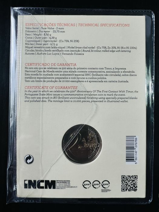 Moeda 2 euro BNC Timor