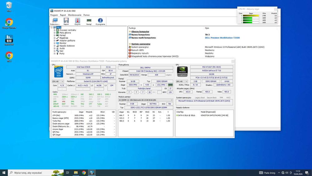 Komputer stacjonarny, 16GB, Xeon E5630, GeForce GT 710