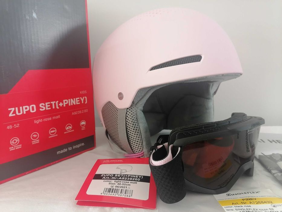 Kask narciarski dziecięcy Alpina Zupo Set Light Rose Piney XS 48-52cm