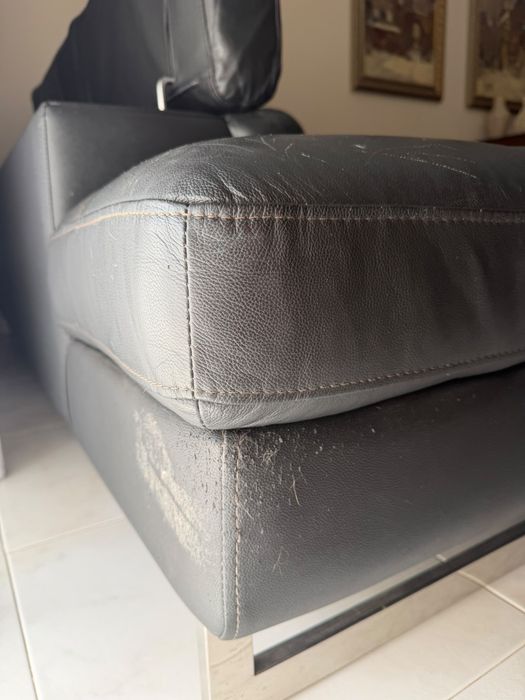 Conjunto de Sala: Sofá Modular em Pele + Poltrona Reclinável Relax