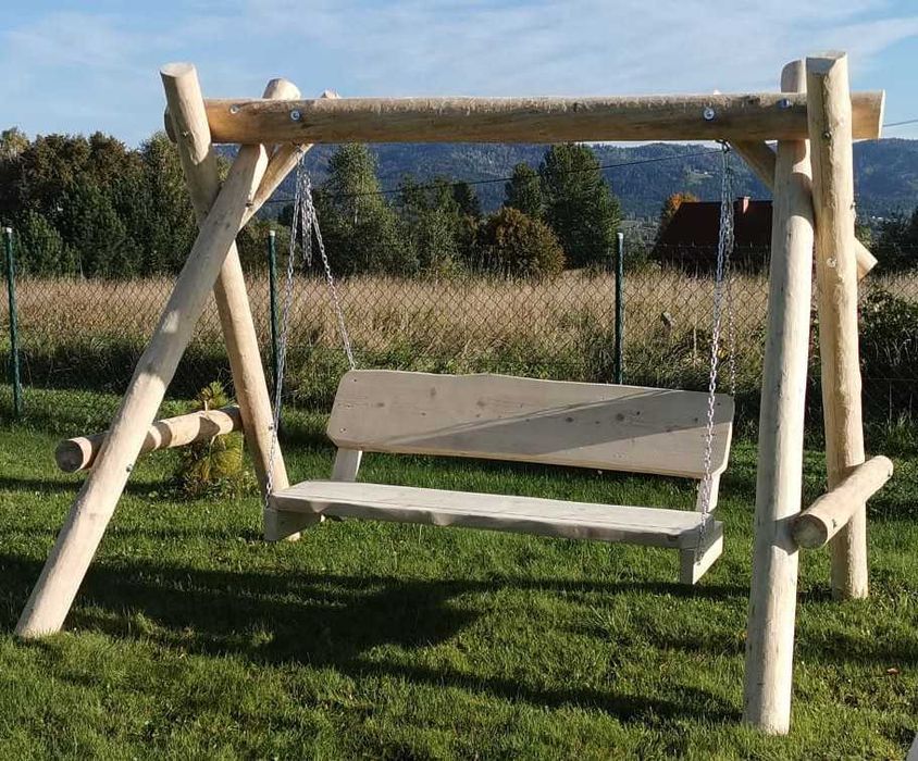 Drewniana huśtawka ogrodowa GRUBE BALE Plac zabaw Stelaż DO OGRODU  +