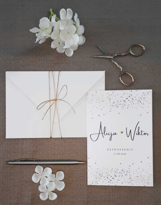 Nowoczesne Zaproszenie Ślubne Oryginalne GOLD