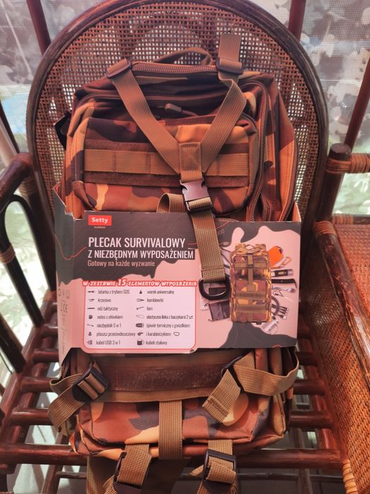 Plecak wojskowy, survivalowy-moro- z wyposażeniem, 35L