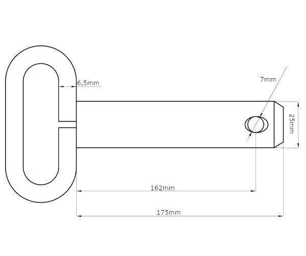 Sworzeń bolec z uchwytem i zabezpieczeniem, 25x162 mm
