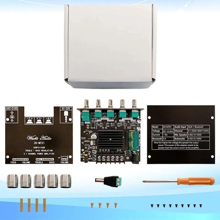 Підсилювач звуку ZK-MT21 2*50+100 сабвуфер блютуз bluetooth усилитель