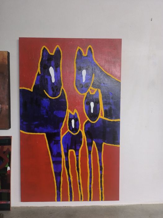 Quadro "Horses" pintado a acrílico