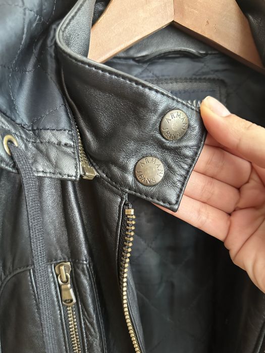 Blusão de cabedal estilo motard / biker Armani