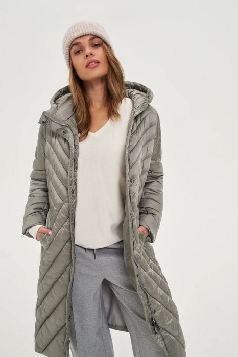 Nowa- Długa kurtka oliwkowa M, zimowa, damska