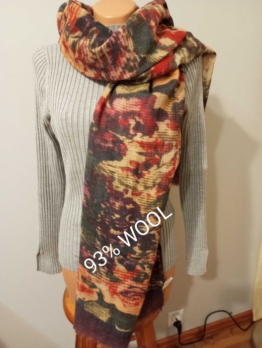 John Lewis Piękny duży wełniany szal rozm. 190x92