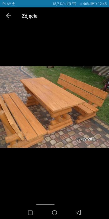 Meble ogrodowe. Stół, ławki.
