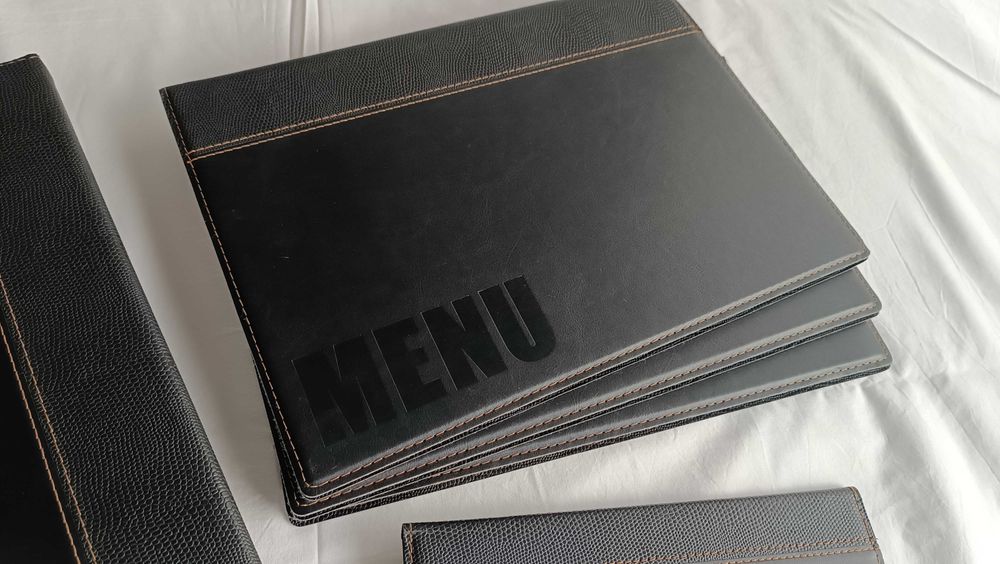 Capa Porta-ementas (cardápio) e Porta-contas em couro