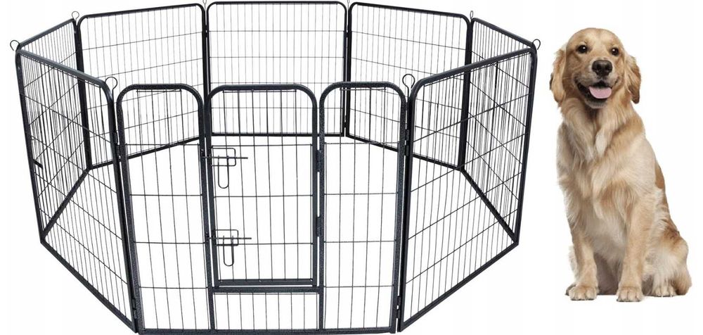 Metalowy Kojec ‼️NOWY‼️ dla Psa 8 Paneli 80x60 Składany Wybieg Zagroda Czarny