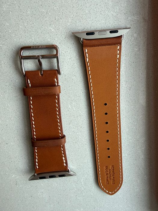 Pasek Apple Watch Hermes Single Tour 42- 49mm brązowy skóra naturalna