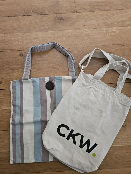 Dwie praktyczne torby eco len & canvas w zestawie