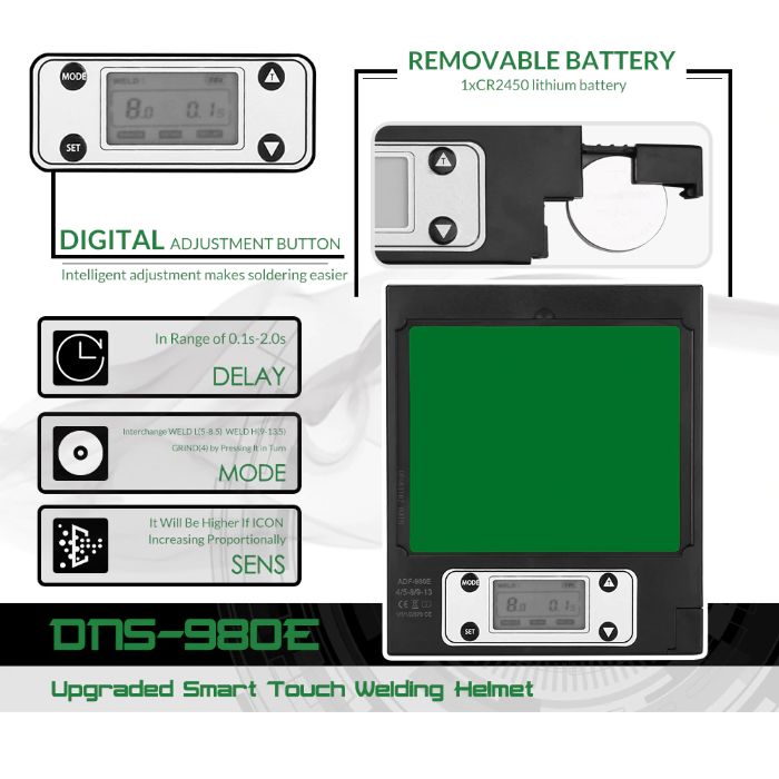 Máscara de Soldar Eletrónica - Auto Escurecimento DNS-980E