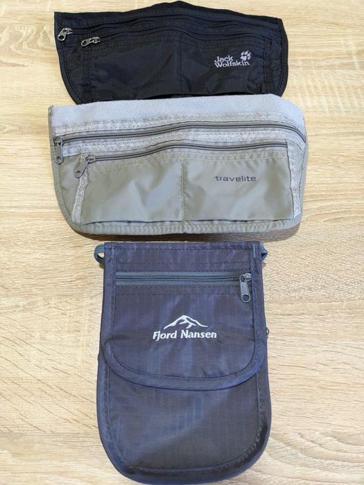 Гаманці туристичні поясні, нагрудні фірмові Jack Wolfskin, Travelite