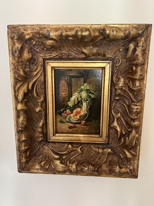 Dois quadros talha dourada