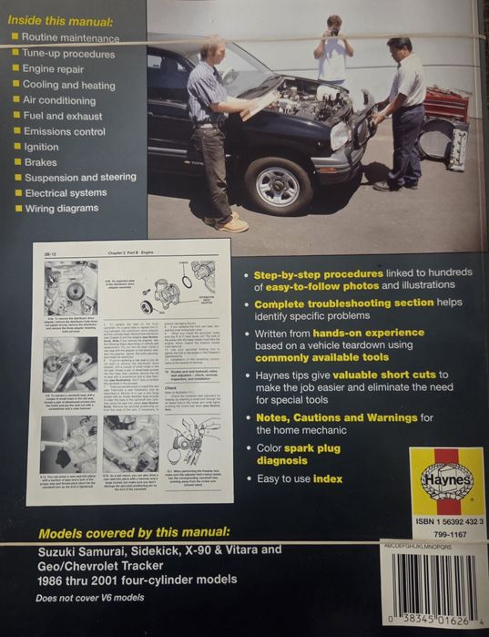 Manual Haynes-Suzuki/Sidekick/Vitara Geo/Chevrolet Tracker