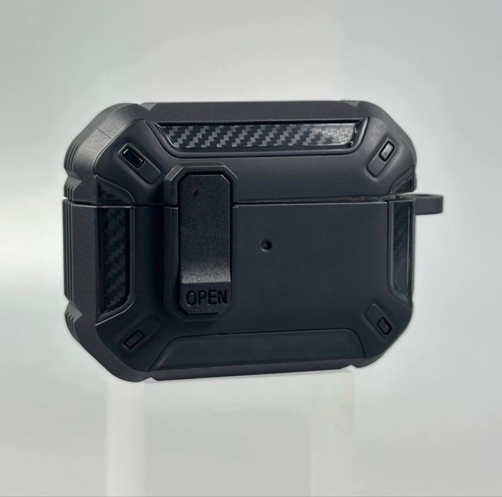 Чехол Кейс для Наушников  Air Pods 2 pro/3/ 4 carbon Карбон+Карабін