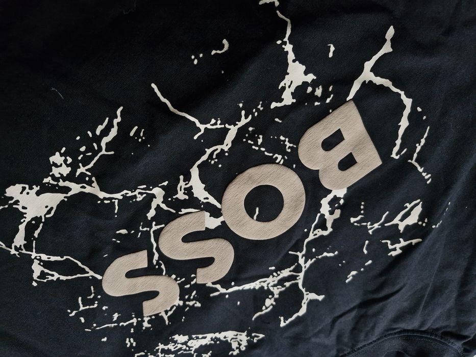 Koszulka męska tshirt bawełniany czarny grubszy materiał solidna s bos