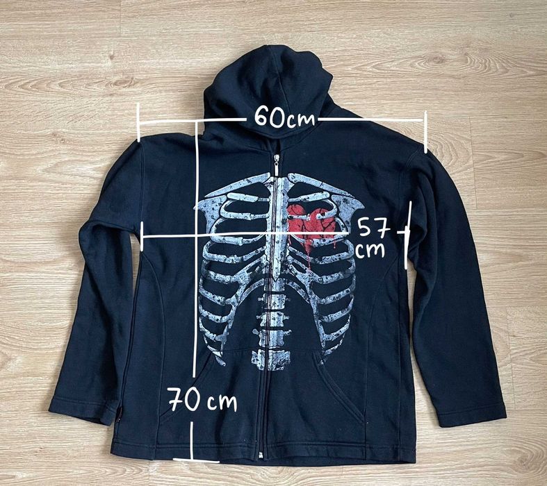 Casaco Algodão Hoodie Emo Esqueleto - The Darkside, M