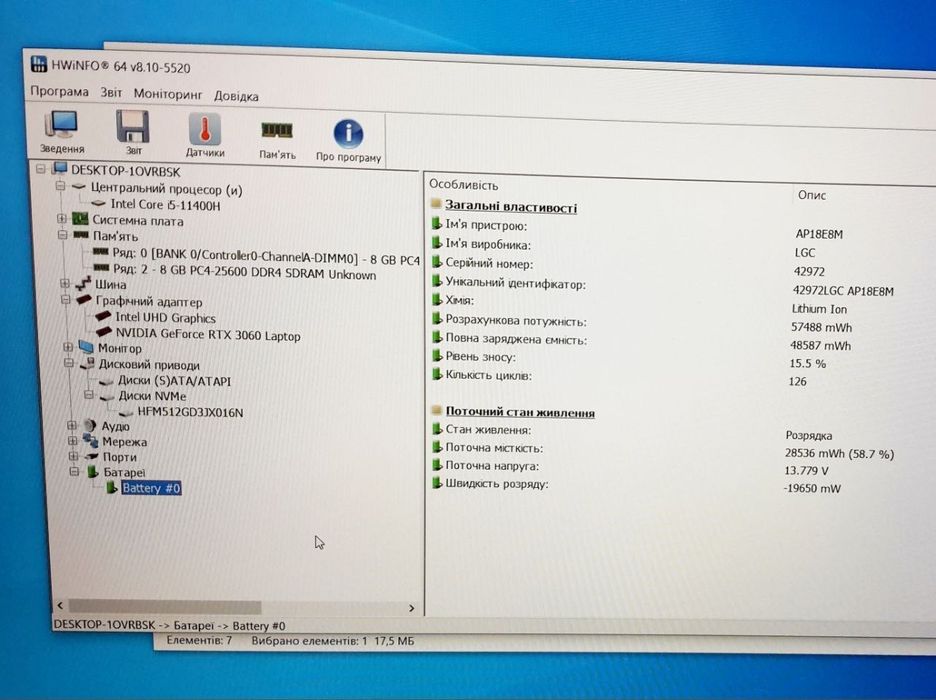 Ноутбук Acer Nitro 5 ram i5-11400h 16gb ssd 512gb Nvidia Rtx3060 lapto