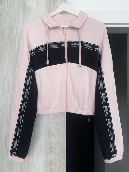 Hollister kurtka biodrówka bluza rozpinana na suwak krótka boxy różowa