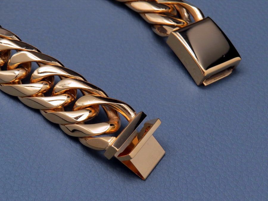 MEGA GRUBA ZŁOTA bransoleta MĘSKA STAL chirurgiczna 316L 19 mm OKAZJA