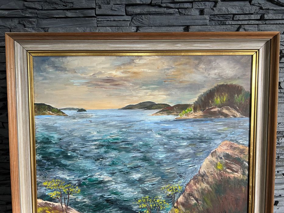 Obraz olejny malowany na płótnie morze rzeka pejzaż i 1967 r