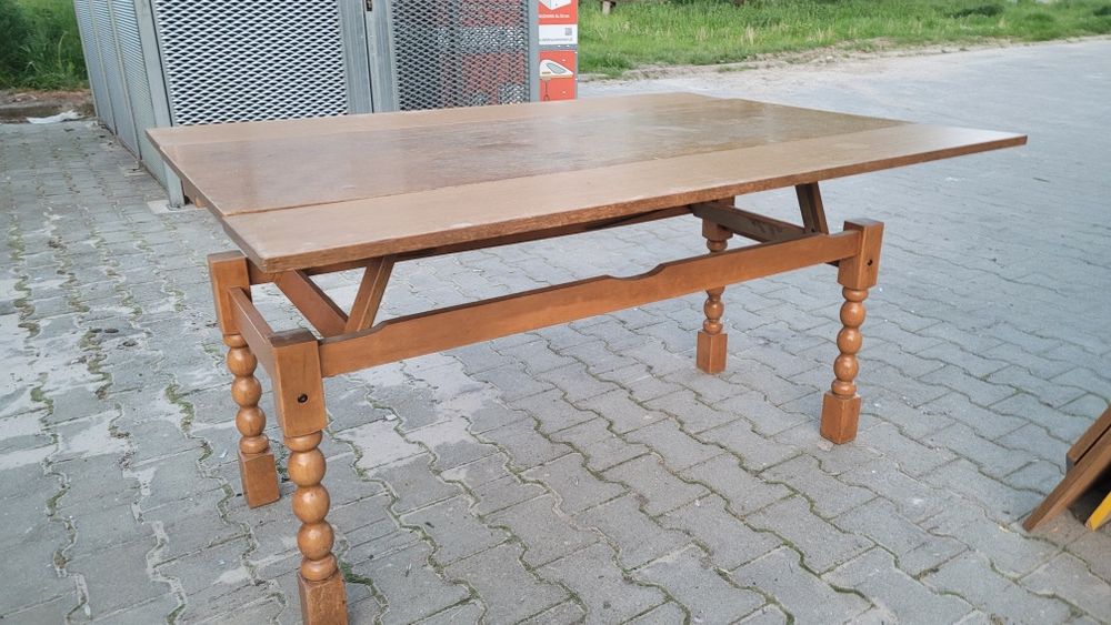 Rozkładany stół ława drewno PRL