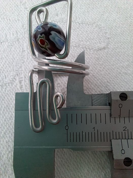 Anel Artesanal Handmade em Alumínio com Cristal Murano Escuro (Tam. 17.2 mm)