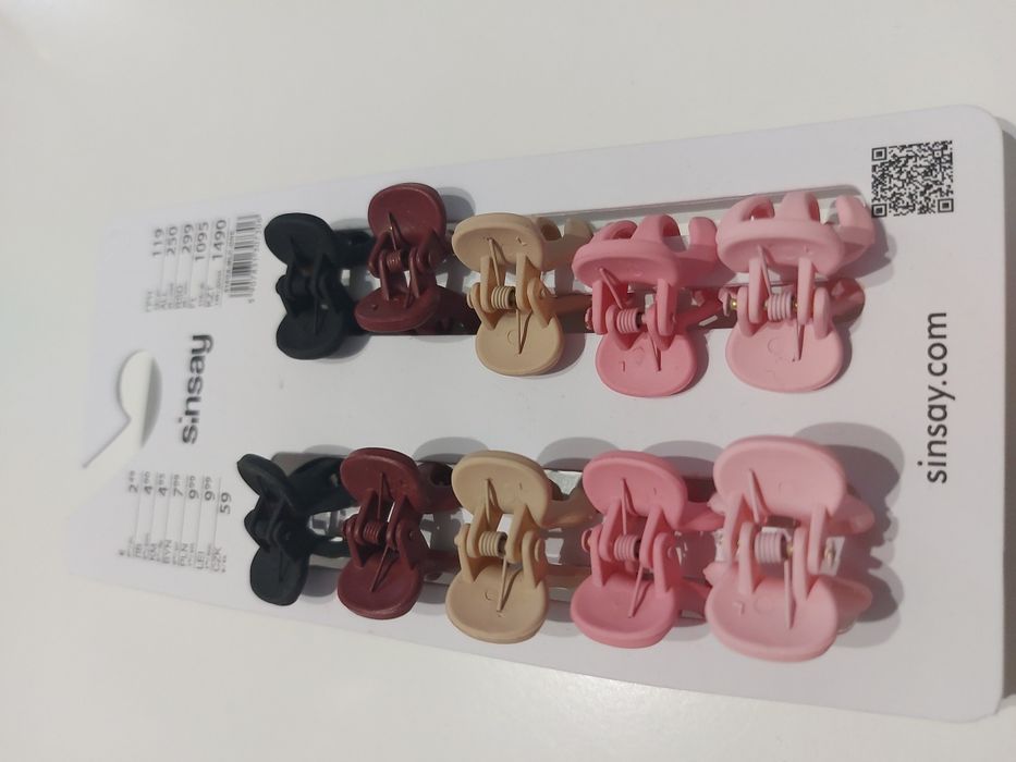 duże spinki do włosów Sinsay czarne beżowe różowe bordowe