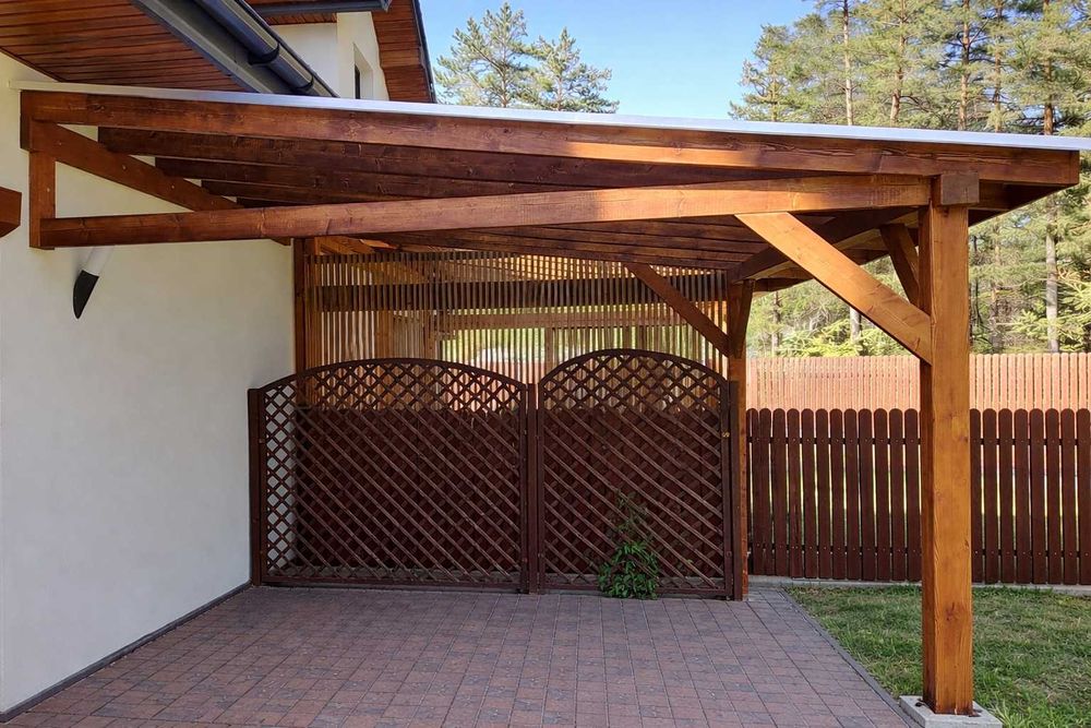Zadaszenie tarasu model "Karakule" 2,95m x 8,40m, poliwęglan pergola