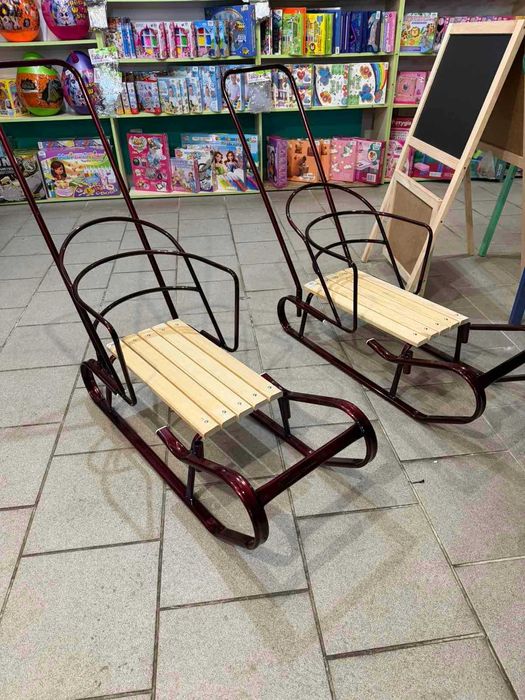 Санки Сані Санчата Королівські з ручками Бордові