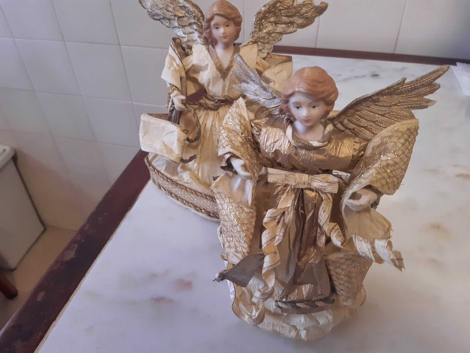 2 Anjos artesanato filipino, altura 21cm, como novos