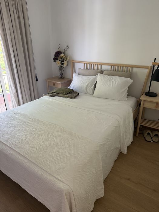 Cama Ikea BJÖRKSNÄS madeira + colchão 140