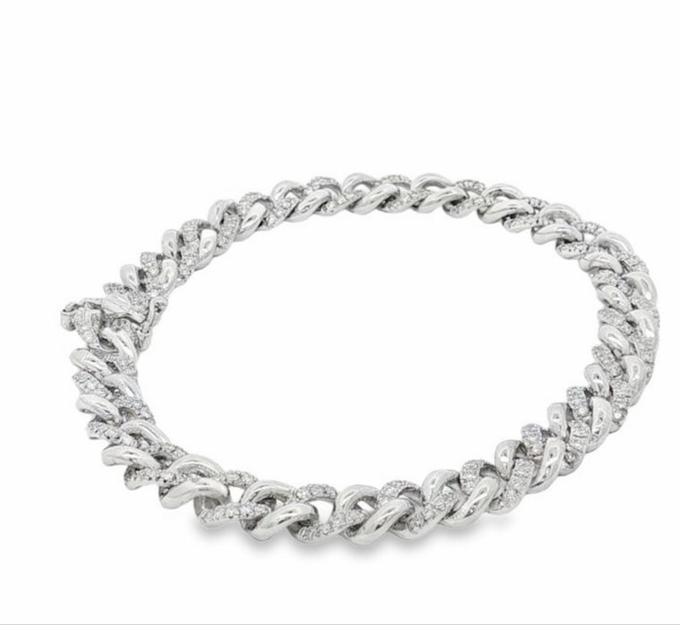 Bracelete em Ouro Branco 18k com diamantes