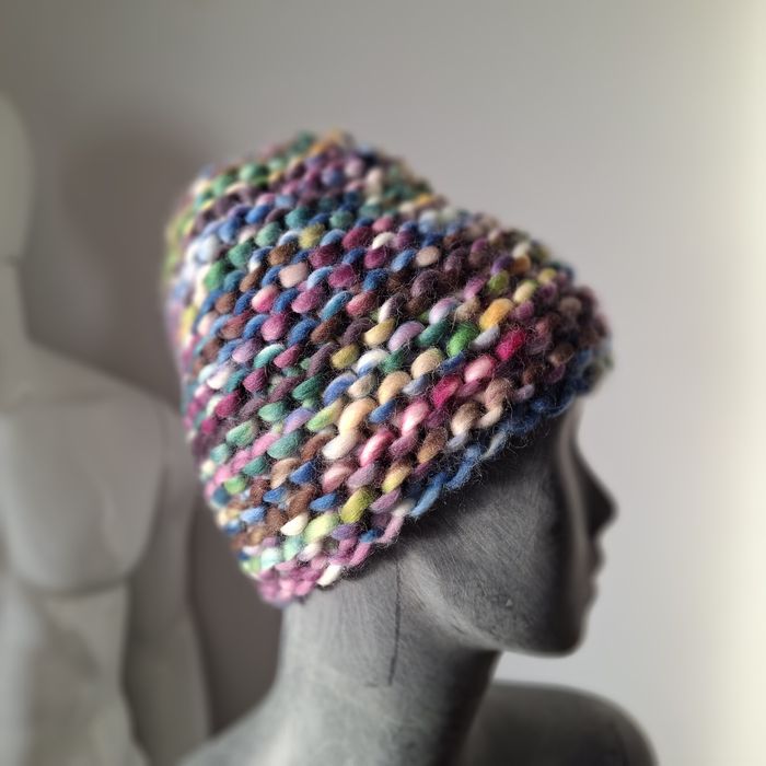 Czapka beanie wełna merino handmade
