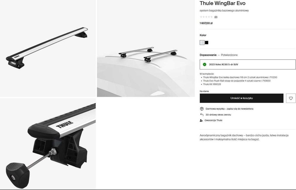 bagażnik belki Thule WingBar Evo Volvo XC60 (2017-2026) / XC90 (2015-2026) Wrocław