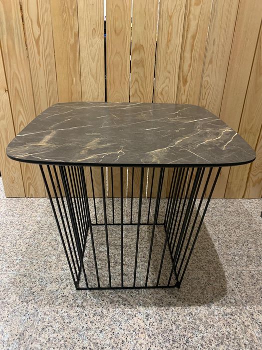 Marble-effect wooden table