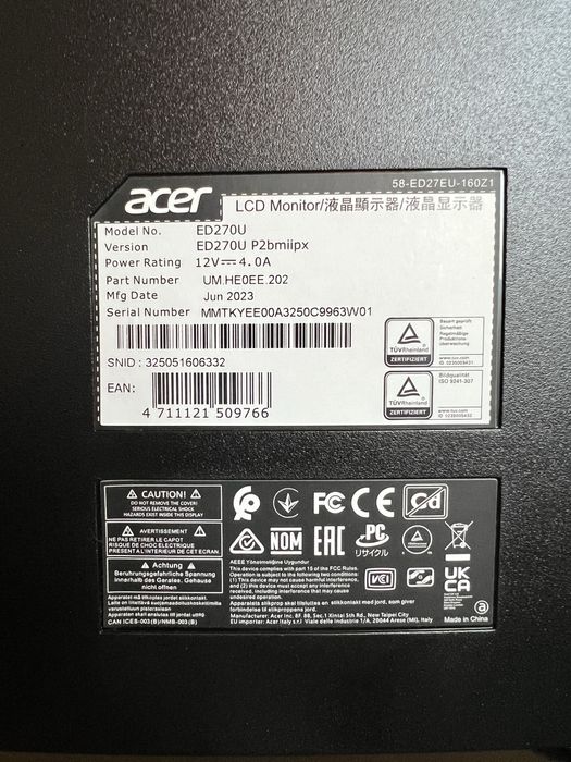 Monitor curvo Acer Nitro 1440p 27”