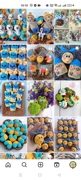 В'язана бджілка, хатинка Брелок патріотичний Українські сувеніри