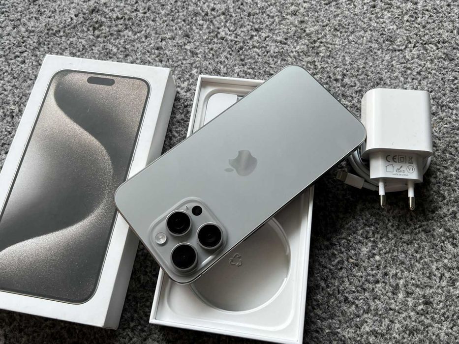 iPhone 15 Pro Max 256GB TITANIUM GREY SZARY Natural Bateria 96% SZKŁO