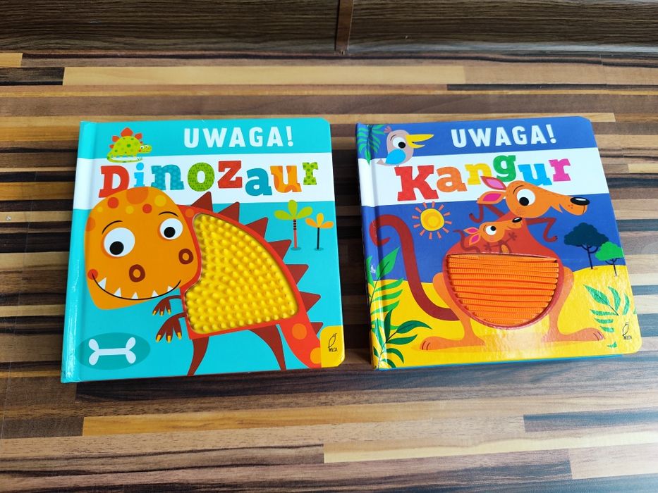Zestaw Książki sensoryczne uwaga jeż dinozaur kangur  rekin tygrys