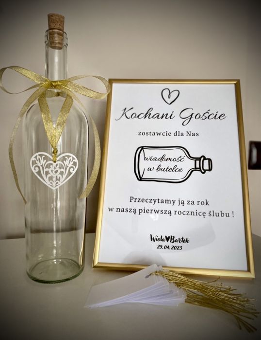 Księga Gości wiadomość w butelce złota glamour